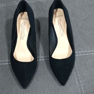 Faux suede stiletto pump heel